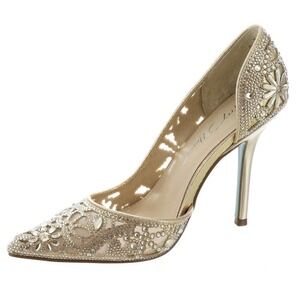 Betsey Johnson Chic Gold Floral Women's Pump Size 8.5